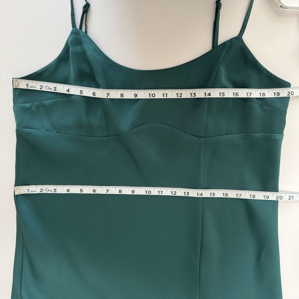 A New Day Emerald Satin Slip Dress XL Bustier Seams Slit Midi - Picture 13 of 15